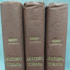 Libros antiguos: TRATADO ELEMENTAL DE ANATOMÍA HUMANA CHARPY, TOMOS I, II Y III1909