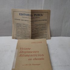 Libros antiguos: LIBRO - COMO CURAR - VEINTE REGÍMENES ALIMENTARIOS EN CLIENTELA- POR FIESSINGER 1916