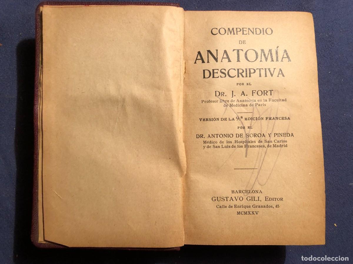 Libros antiguos: DR. J.A. FORT: - COMPENDIO DE ANATOMIA DESCRIPTIVA - (1925) - Foto 2