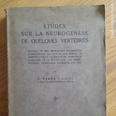 Libros antiguos: RARISIMO. MEDICINA. ÉTUDES SUR LA NEUROGENESE DE QUELQUES VERTÉBRÉS, RAMÓN Y CAJAL, 1929 L40