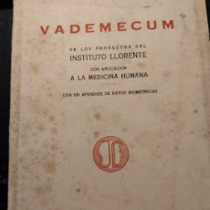 Libros antiguos: VALDEMECUM DE LOS PRODUCTOS LLORENTE APLICADOI A LA MEDICINA HUMANA
