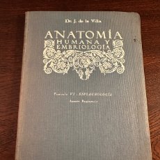 Libros antiguos: ANATOMÍA HUMANA Y EMBRIOLOGÍA FASCÍCULO VI ESPLAGNOLOGIA - DR J DE LA VILLA - SATURNINO CALLEJA 1930