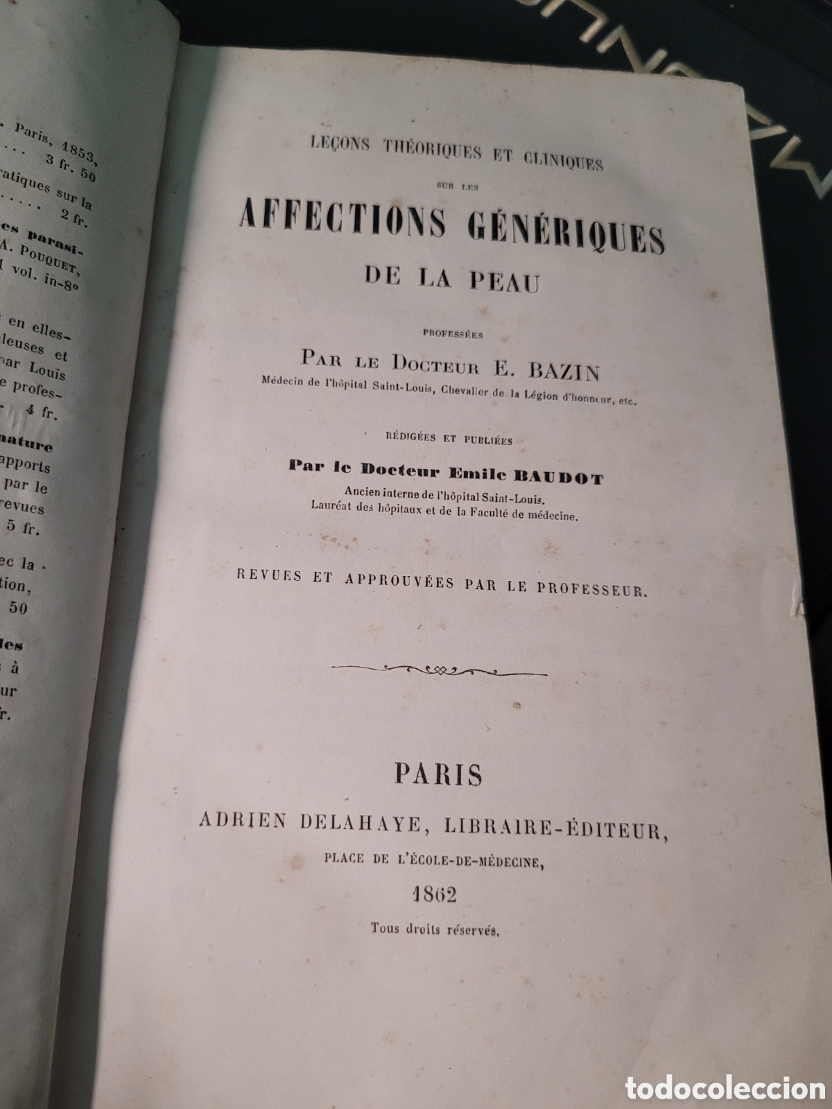 Libros antiguos: Affections generiques de la peau 1862 - Foto 1