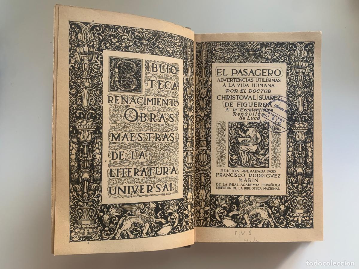 Libros antiguos: ''EL PASAGERO''. S. DE FIGUEROA. 1913. BIBLIOTECA RENACIMIENTO. U41
