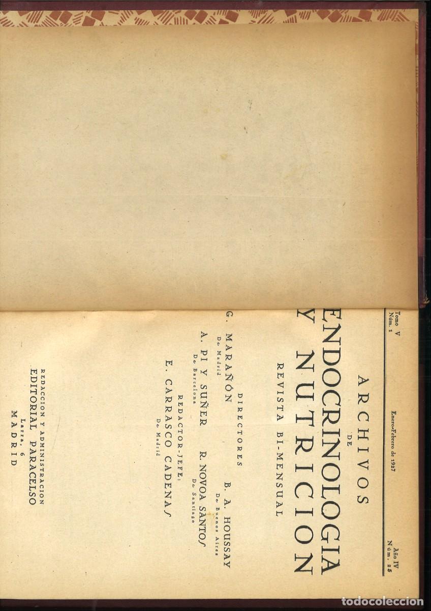 Antiquarische B&uuml;cher: ARCHIVOS DE ENDOCRINOLOGIA Y NUTRICION TOMO V NUM. 1 AL 6.