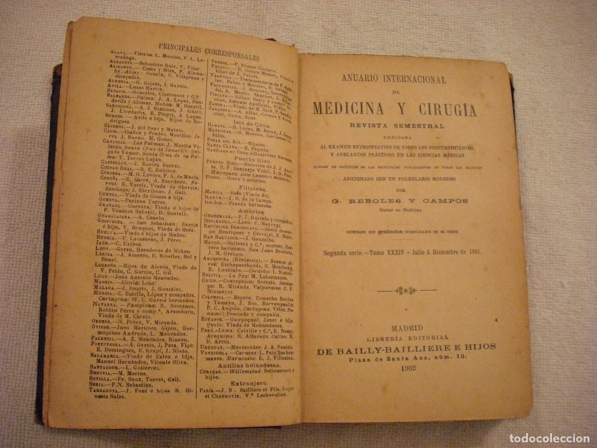 Libros antiguos: MEDICINA Y CIRUGIA , ANUARIO INTERNACIONAL 1901 . G. REBOLES Y CAMPOS 376 PAGS