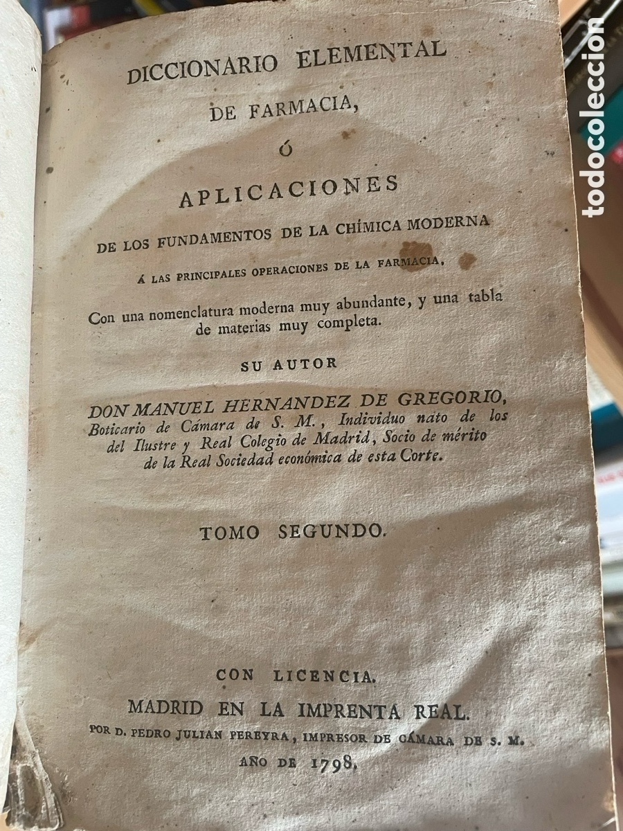 Libros antiguos: DICCIONARIO ELEMENTAL DE FARMACIA - 1798