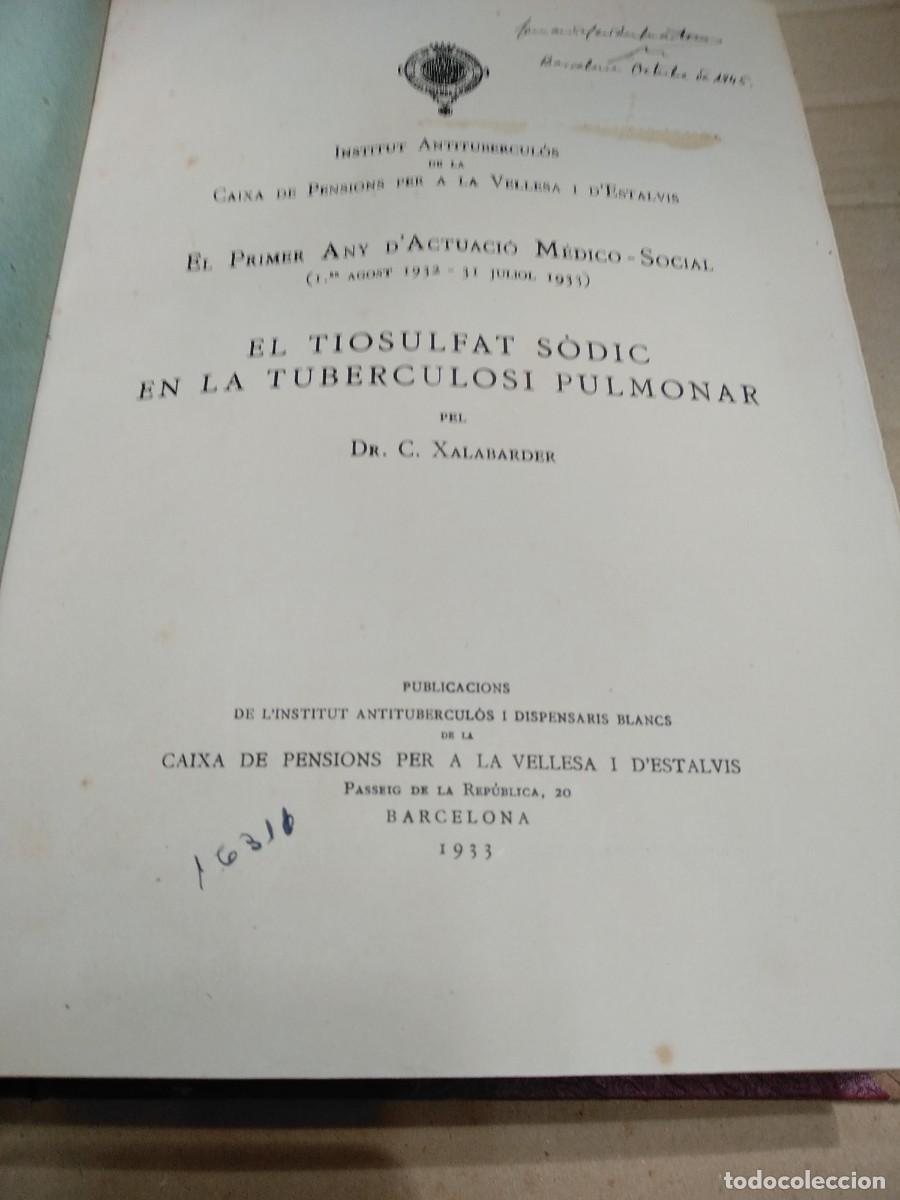 Libros antiguos: INSTITUT ANTITUBERCULOS CAIXA DE PENSIONS 1933 memorias y trabajos, fotos indices
