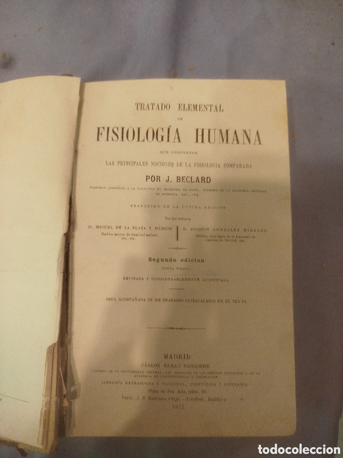 Libros antiguos: Tratado elemental de fisiolog&iacute;a humano 1877