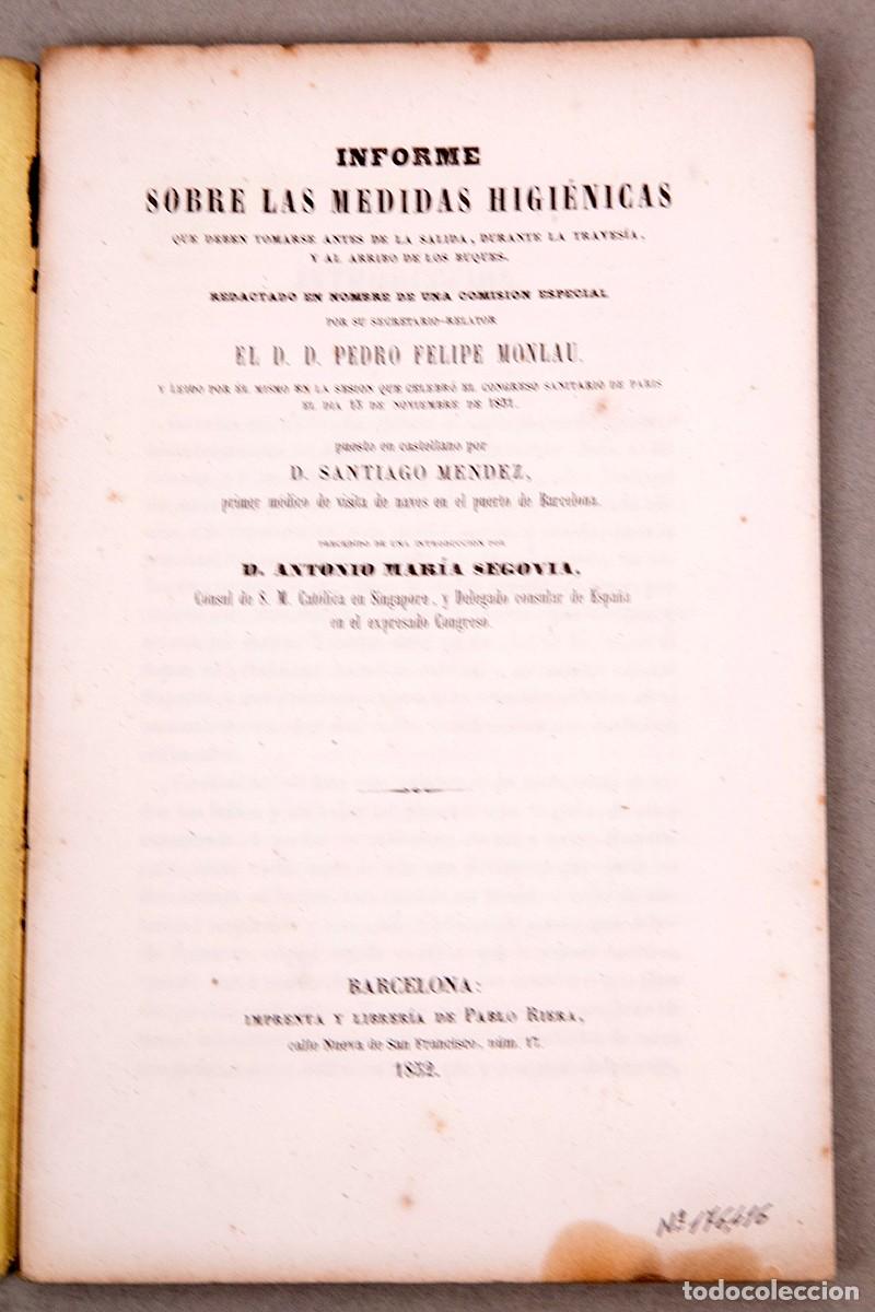 Antiquarische B&uuml;cher: MEDIDAS HIGIENICAS DURANTE EN LOS BUQUES - 1852 - PEDRO FELIPE MONLAU