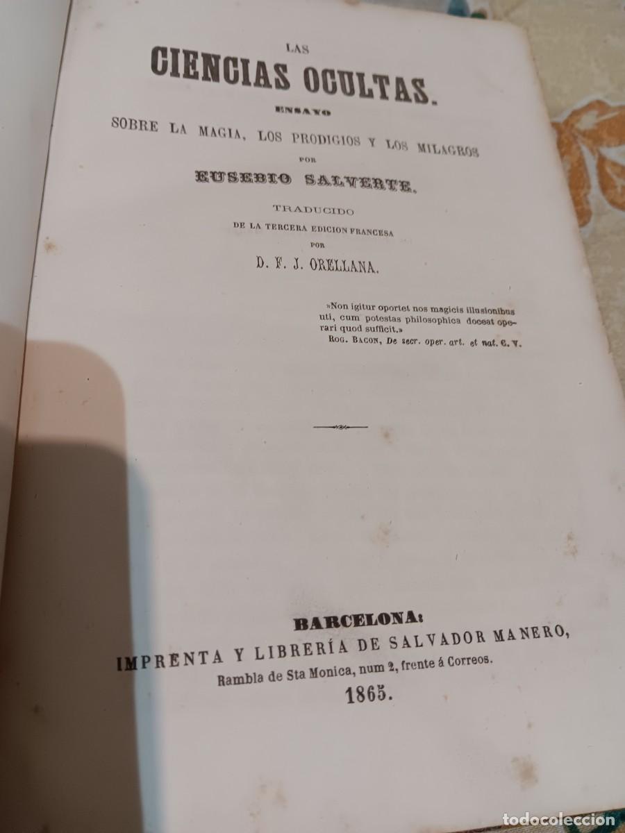 Libros antiguos: Las ciencias ocultas Eusebio Salverte 1863