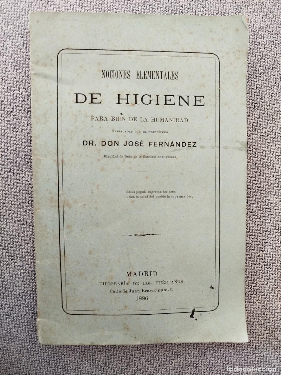 Libros antiguos: Libro antiguo Nociones elementales de higiene. 1886