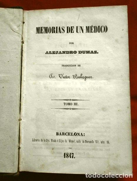 Antiquarische B&uuml;cher: MEMORIAS DE UN MEDICO (1847) TOMO III - ALEJANDRO DUMAS - VDA &Eacute; HIJOS MAYOL - VICTOR BALAGUER (RARO)