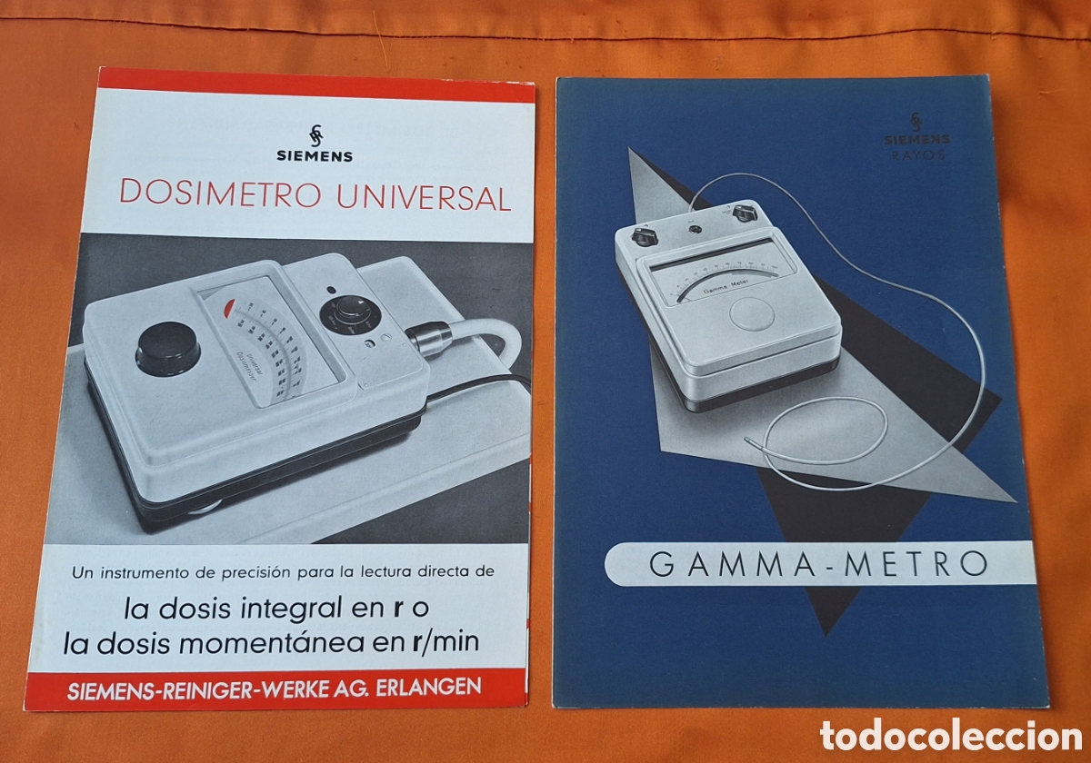 Libros antiguos: Antigua Pareja Cat&aacute;logos Publicidad Aparato Dosimetro Universal - Gamma Metro Siemens -