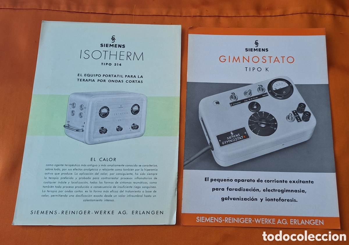 Libros antiguos: Pareja Publicidad Isotherm 514 - Gimnostato Siemens - Aparatos Terapias Ondas Cortas