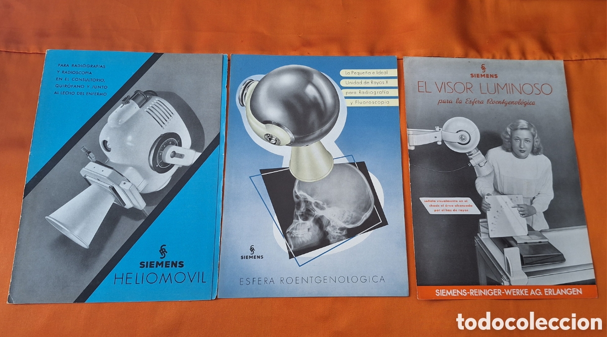Libros antiguos: Lote de 3 Antiguos Cat&aacute;logos Publicidad de L&aacute;mparas Roentgenol&oacute;gicas Siemens - Rayos X -