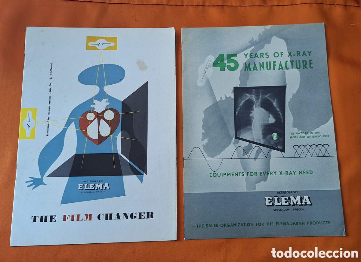 Libros antiguos: Pareja Cat&aacute;logos Publicidad Aparatos Radiograf&iacute;as - Rayos X - Elema