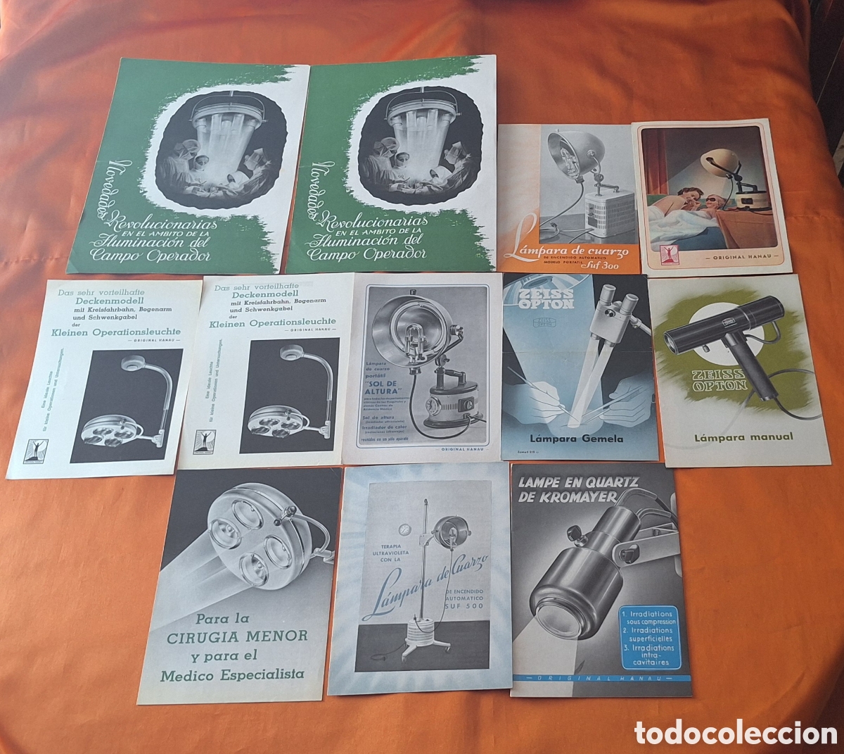 Libros antiguos: Antiguo Lote de 12 Cat&aacute;logos Publicidad de L&aacute;mparas de Cirug&iacute;a - Medicina - Zeiss - Hanau - Siemens