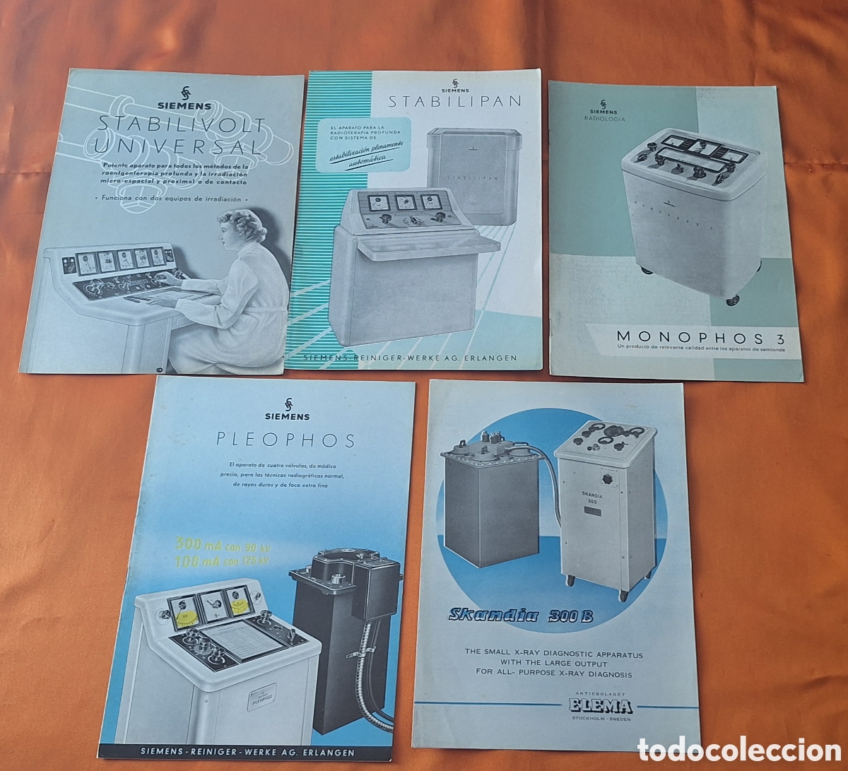 Libros antiguos: Antiguo Lote de 5 Cat&aacute;logos Publicidad Aparatos Medicina - Radiolog&iacute;a - Rayos X - Siemens - Elema -