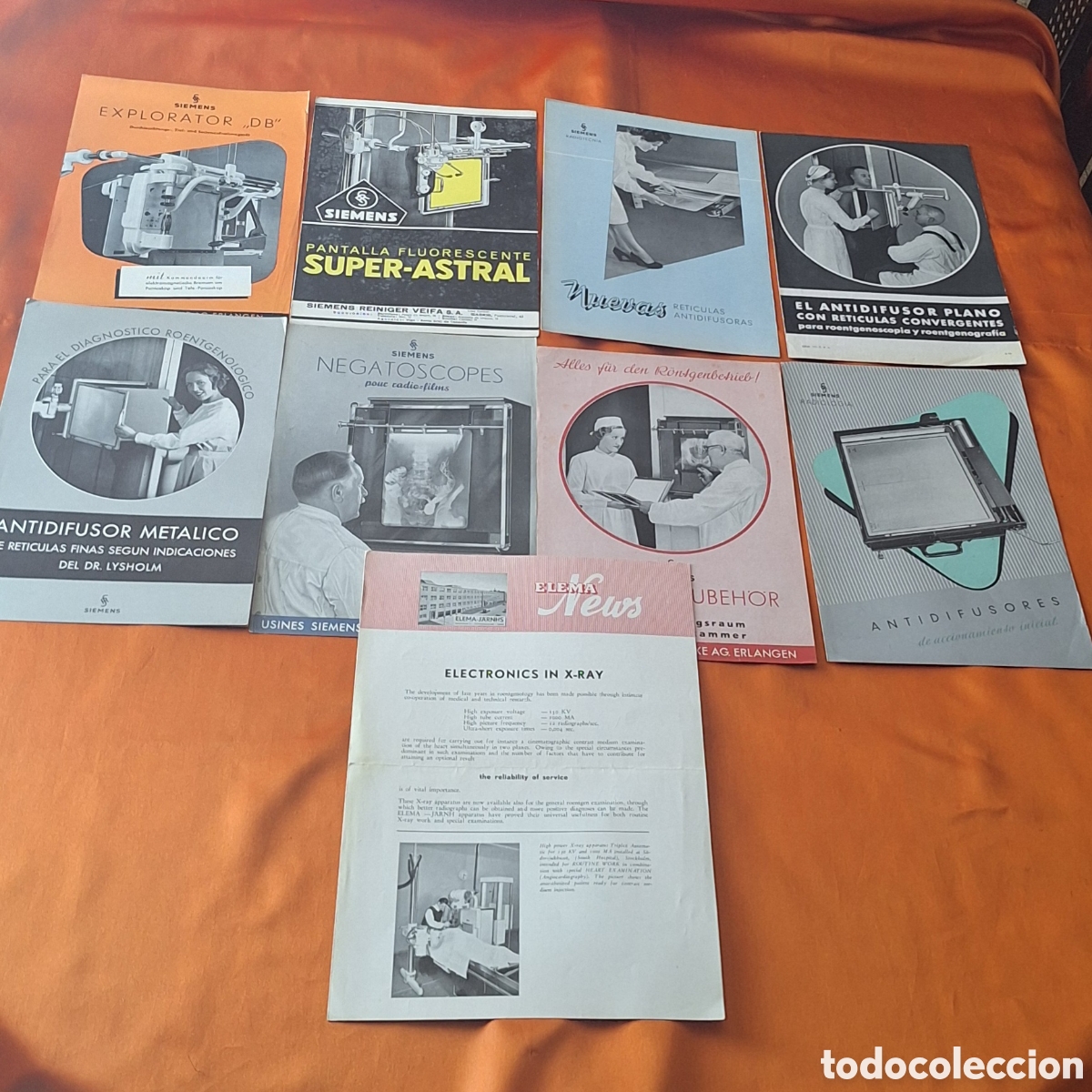 Libros antiguos: Lote de 9 Cat&aacute;logos - Publicidad Aparatos M&eacute;dicos - Rayos X - Radiograf&iacute;as Siemens