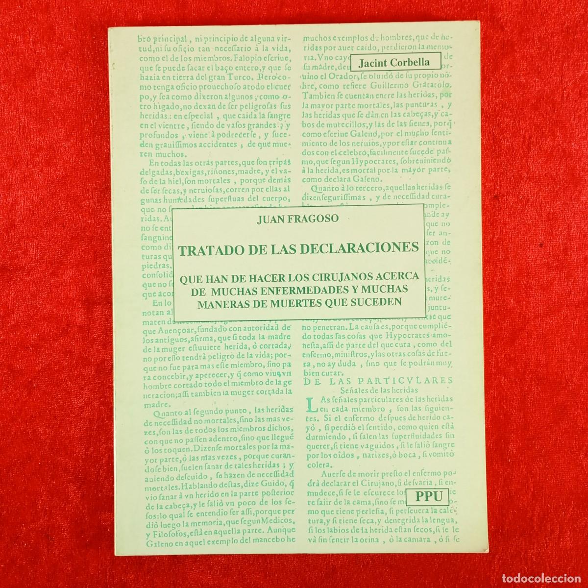 Libros antiguos: TRATADO DE LAS DECLARACIONES - JUAN FRAGOSO - JACINT CORBELLA - PPU - 1988 / 5303