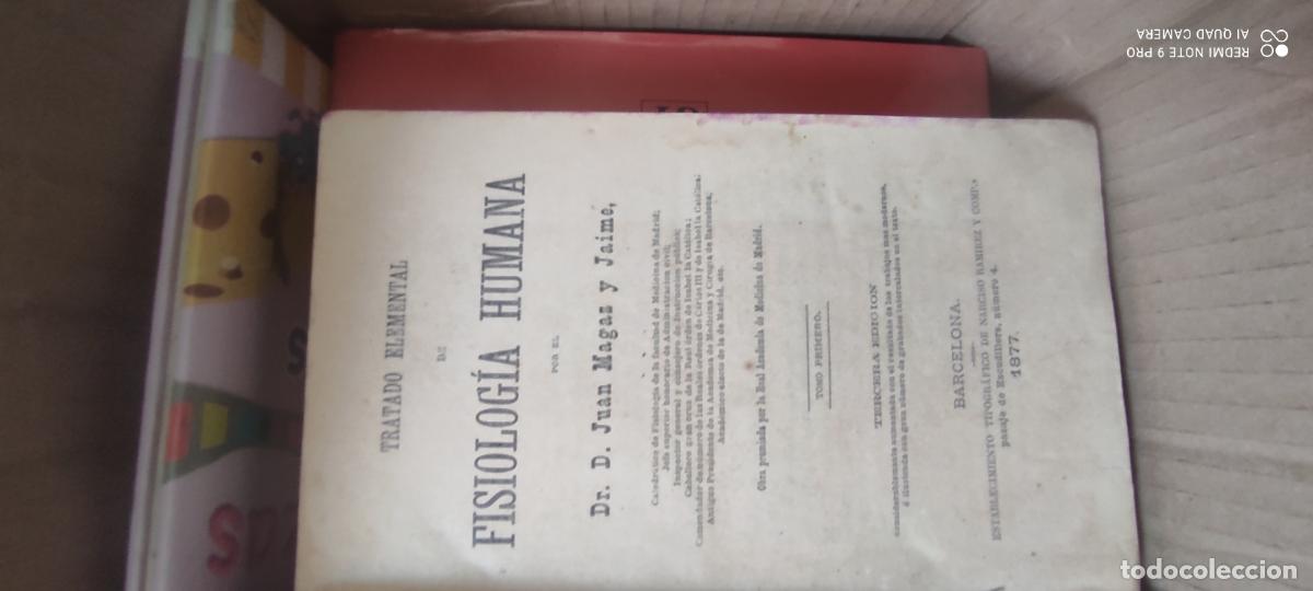 Libros antiguos: TRATADO ELEMENTAL DE FISIOLOGIA HUMANA. JUAN MAGAZ Y JAIME DOCTOR.
