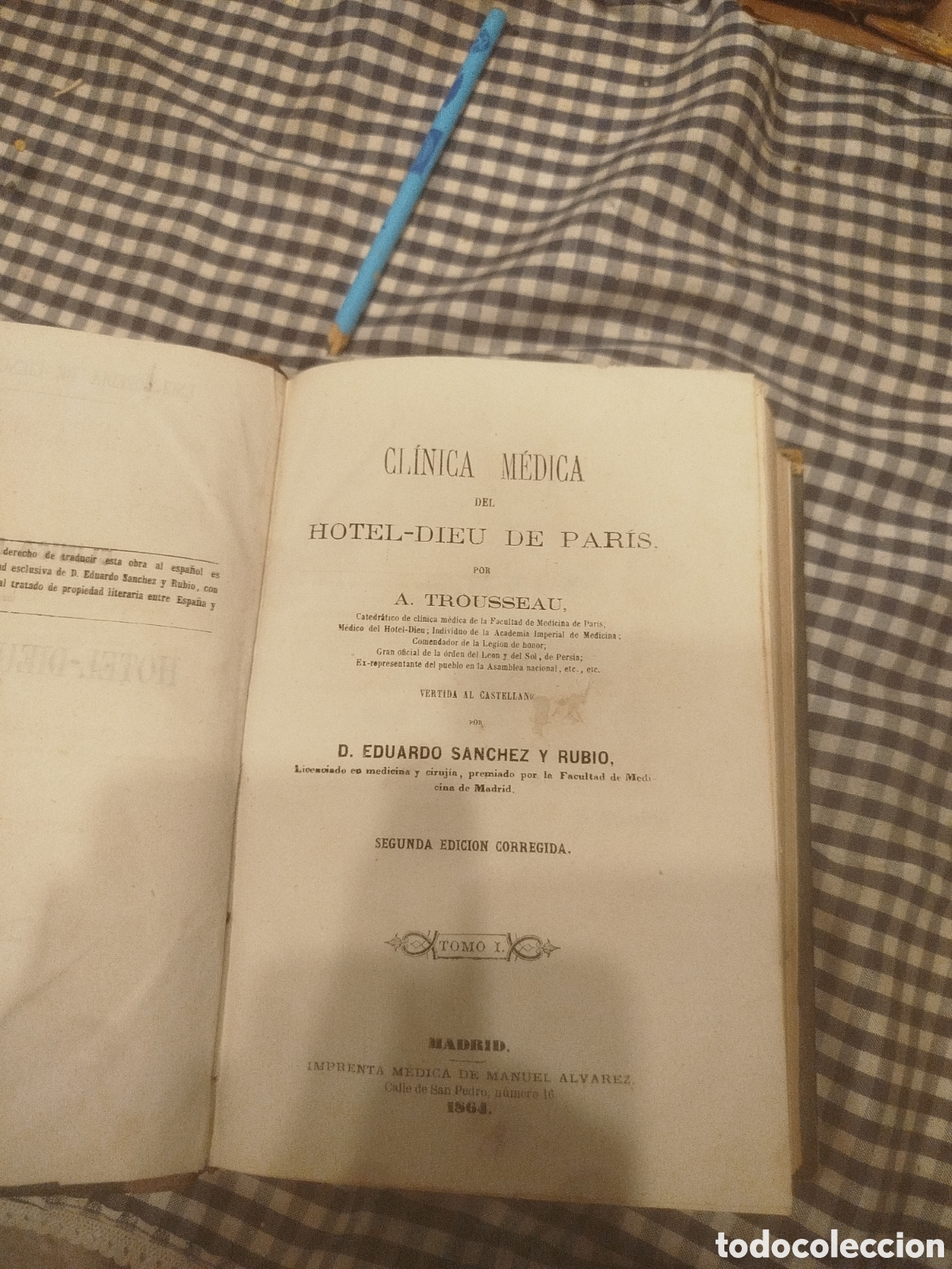Libros antiguos: Cl&iacute;nica M&eacute;dica del H&ocirc;tel-Dieu de Par&iacute;s,1864