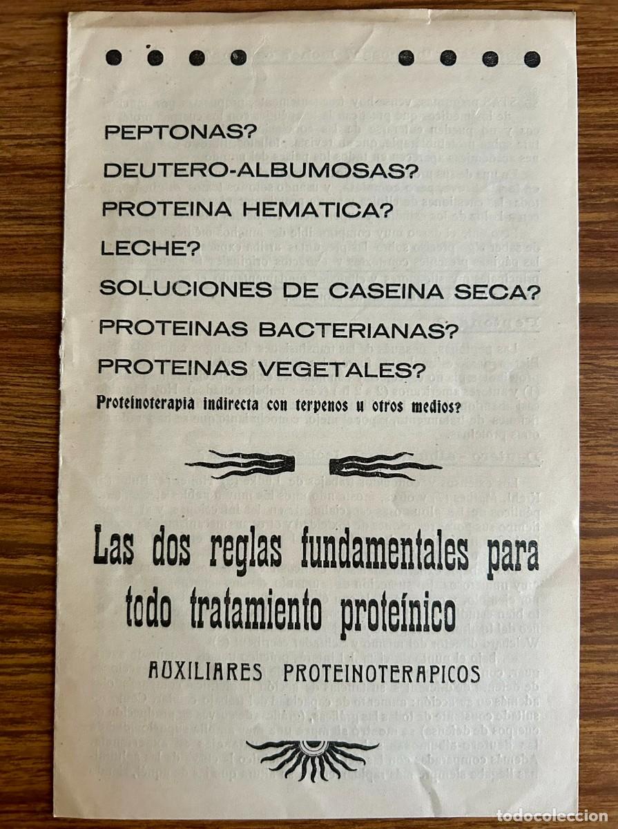 Libros antiguos: FOLLETO SOBRE AUXILIARES PROTEINOTER&Aacute;PICOS - TRATAMIENTO PROTE&Iacute;NICO - LABORATORIOS CELSUS - A&Ntilde;O 1924