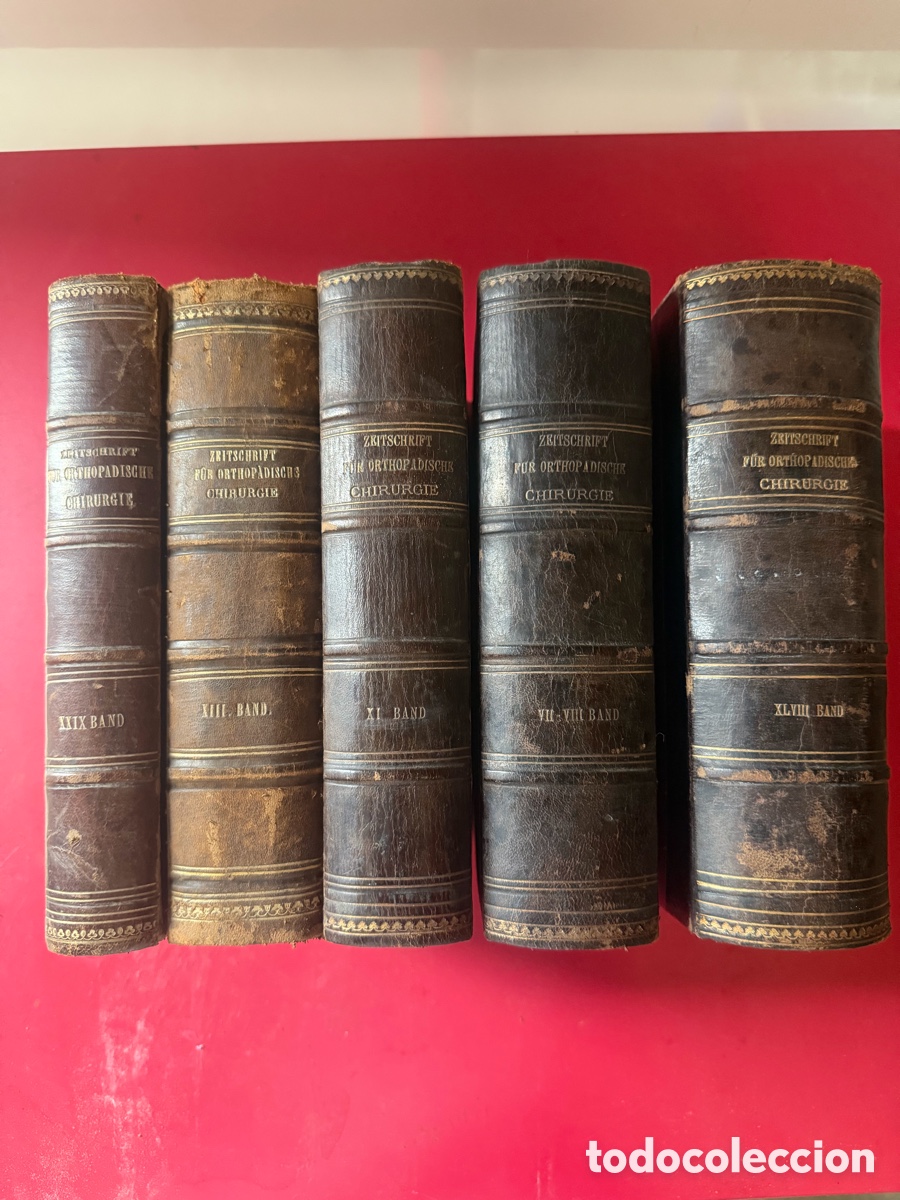 Libros antiguos: Lote 5 libros medicina antiguos 1900-1927 en piel