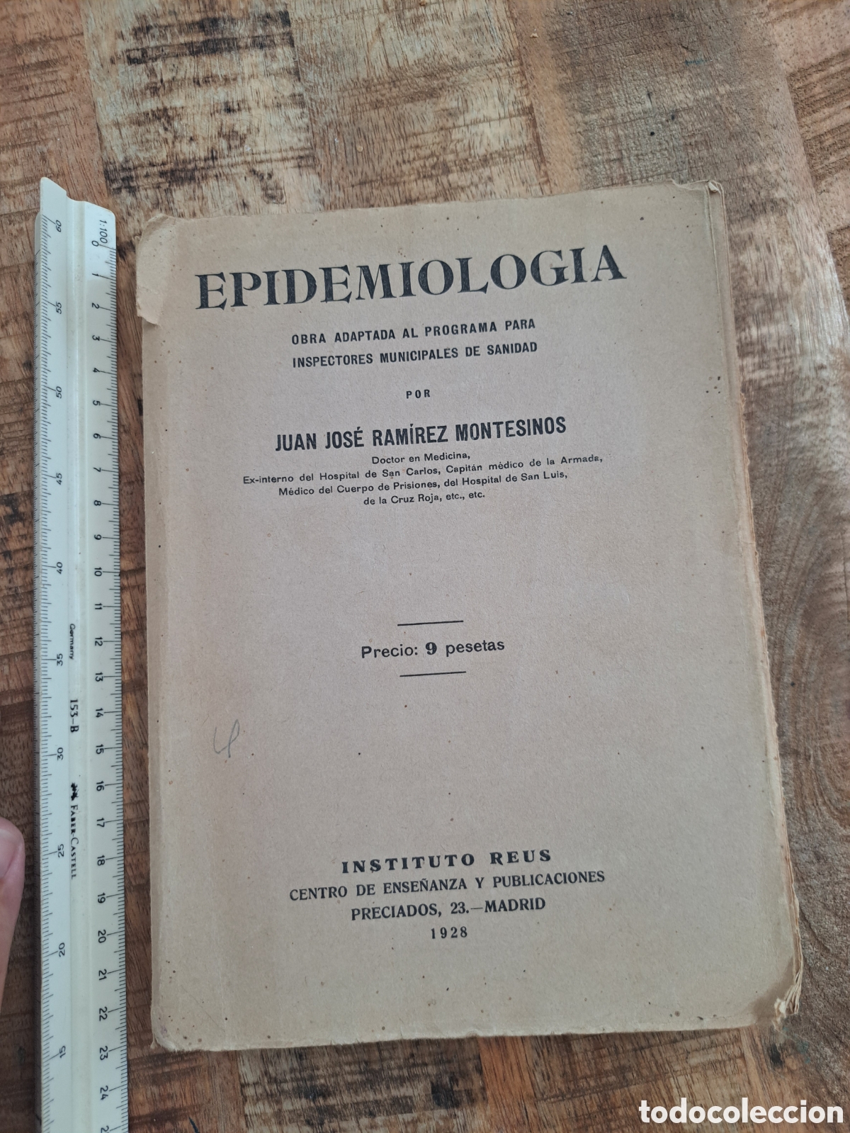 Libros antiguos: Jml Epidemiologia por Juan Jose Ramirez, Instituto Reus, Madrid 1928, 202 paginas.