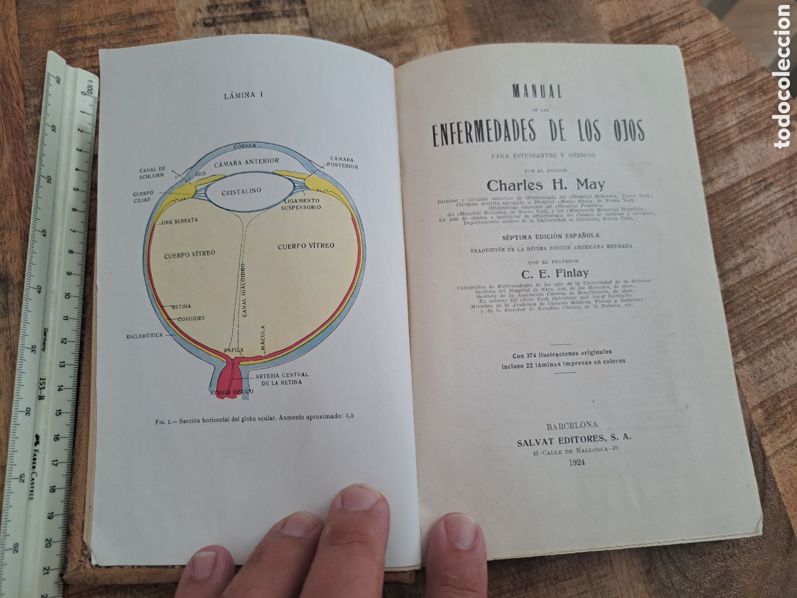 Libros antiguos: Jml Manual Enfermedades de los Ojos, Charles H. May, Barcelona Salvat editores 1924. Tapa dura.