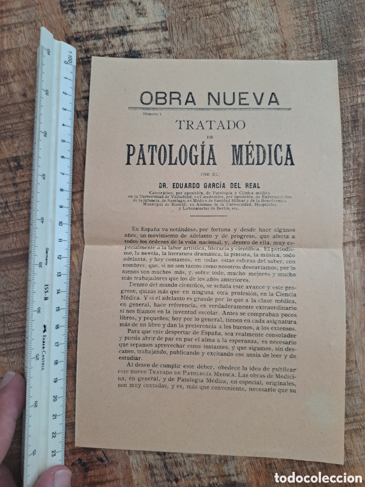 Libros antiguos: Jml Subscripcion Obra nueva N&deg;1 Tratado Patologia Medica, Eduardo Garcia del Real 1910-20