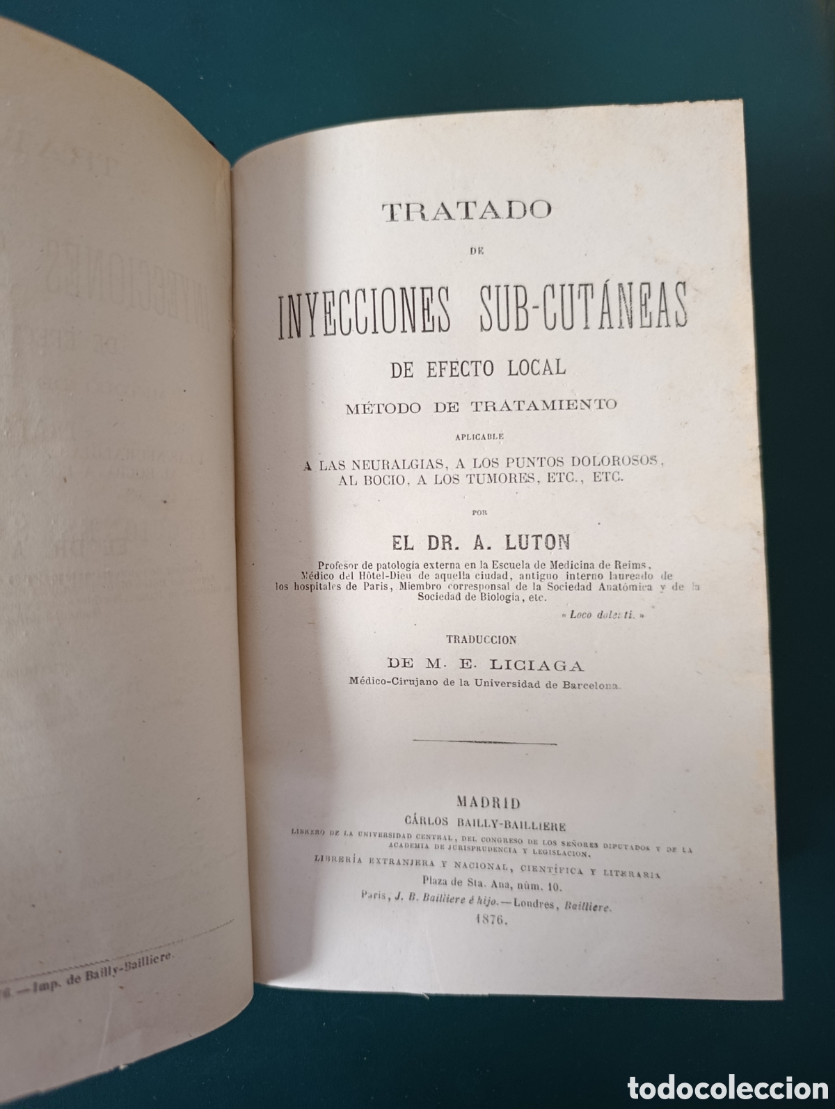 Libros antiguos: TRATADO DE INYECCIONES SUBCUT&Aacute;NEAS DE EFECTO LOCAL