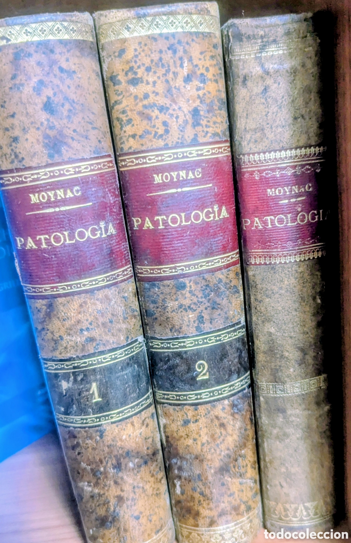Libros antiguos: Elementos de Patolog&iacute;a y de Cl&iacute;nica Quir&uacute;rgicas &ndash; Le&oacute;n Moynac &ndash; 1880 &ndash; 3 tomos &ndash; Procedencia Jos&eacute; Ib