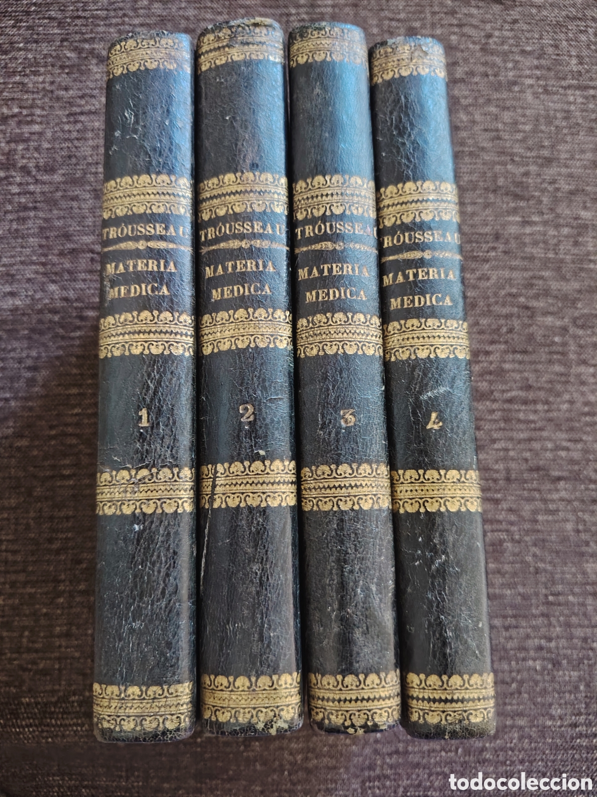 Libros antiguos: Tratado de terap&eacute;utica y materia m&eacute;dica. 1863. 4 tomos. Trousseau -Pidoux