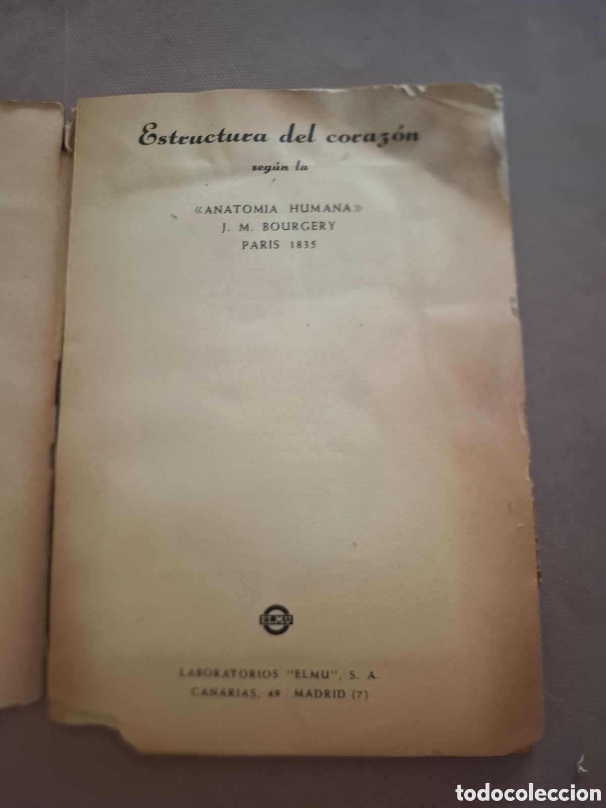 Libros antiguos: Estructura del coraz&oacute;n seg&uacute;n la anatomia hunana - J.M.Rougery - 1935