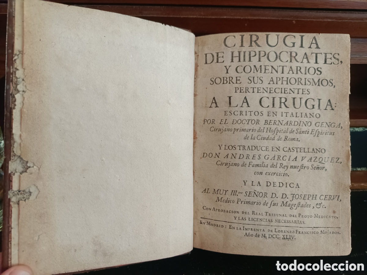 Libros antiguos: GENGA: CIRUGIA DE HIPPOCRATES 1744 JUNTO SHARP: CRITICA SYNOPSIS DE LA CIRUGIA 1753 15 l&aacute;minas.