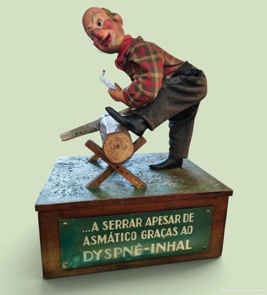 Libros antiguos: Raro Aut&oacute;mata Publicitario Mec&aacute;nico J.A.F. c. 1930 &rdquo;Dyspn&eacute;-Inhal&rdquo; - 2 Motores Vassal - Funcionando