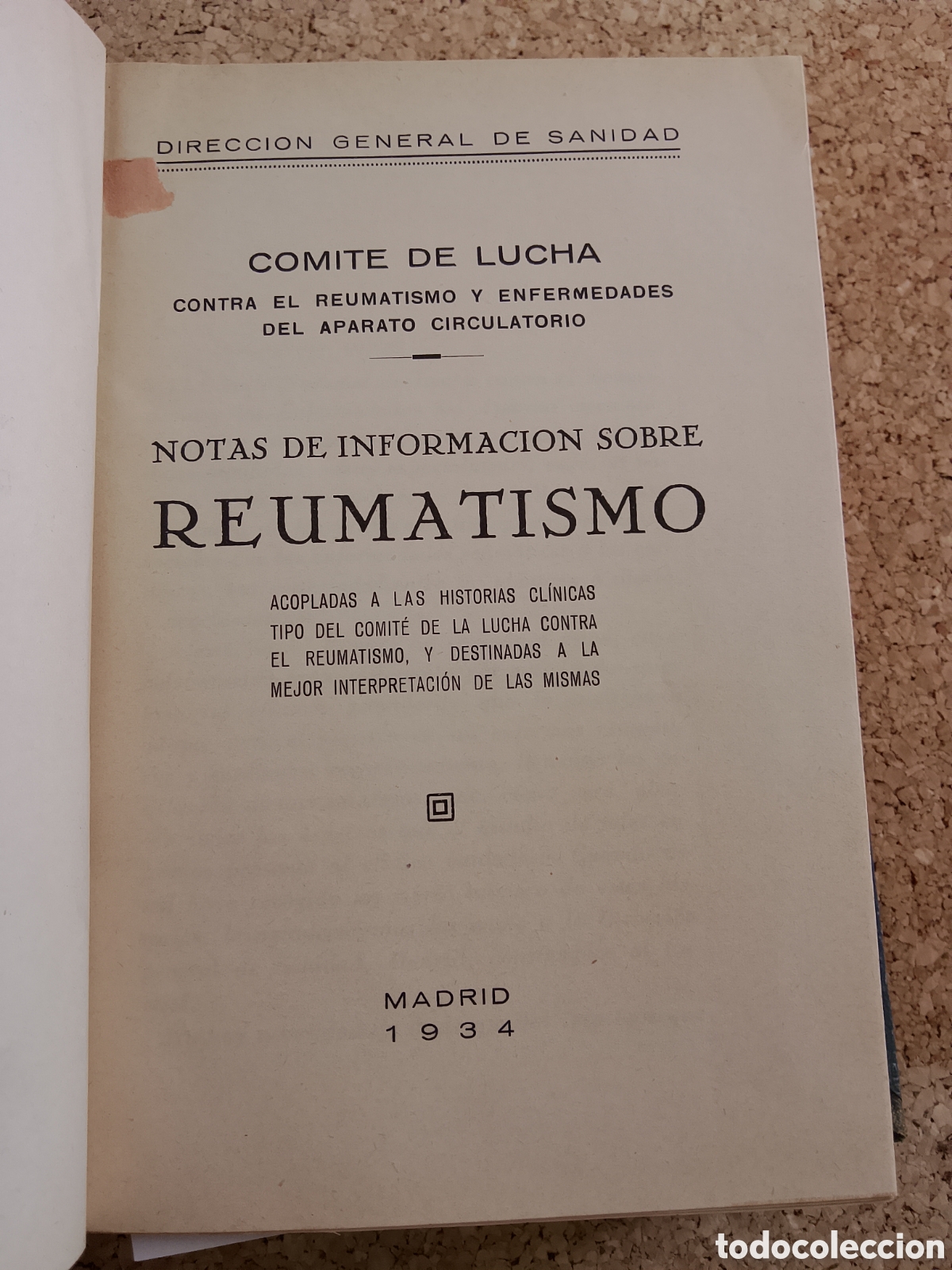 Libros antiguos: Direcci&oacute;n general de sanidad - divulgaciones - 1933 a 1934
