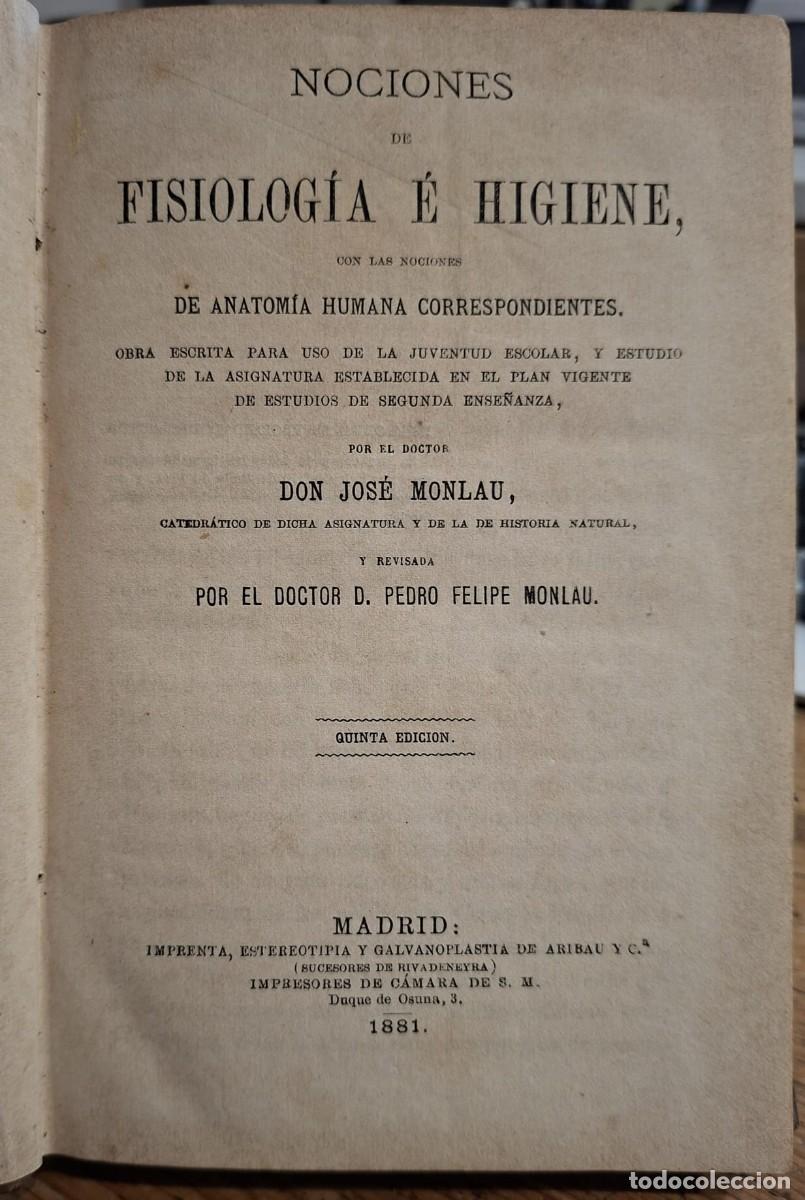 Old books: NOCIONES DE FISIOLOGIA E HIGIENE CON LAS NOCIONES DE ANATOMIA HUMANA CORRESPONDIENTES.