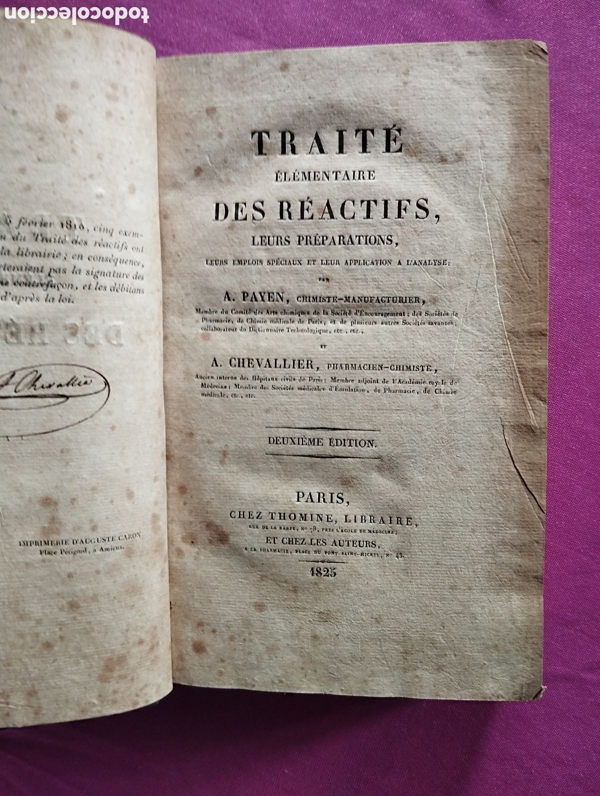 Antiquarische B&uuml;cher: TRAITE DES REACTIFS PAYEN CHEVALLIER 1825 PARIS L17 53