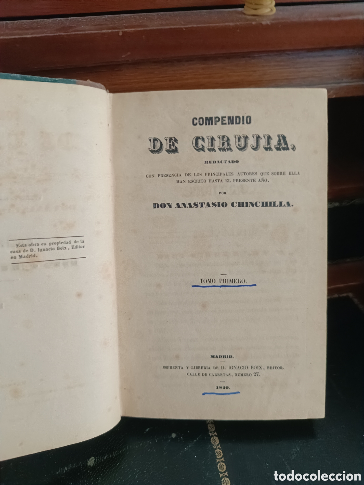 Libros antiguos: COMPENDIO DE CIRUG&Iacute;A. ANASTASIO CHINCHILLA. TOMO I. MADRID 1840- MEDICINA-