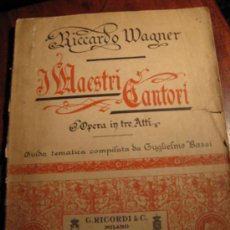 Libros antiguos: LOS MAESTROS CANTORES. RICCARDO WARNER. Lote 29576515