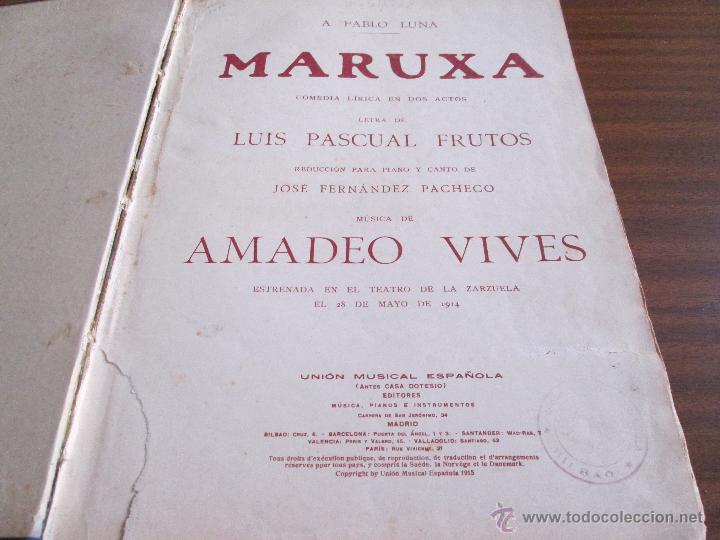 Libros antiguos: Maruxa &bull; Comedia l&iacute;rica en dos actos 1915