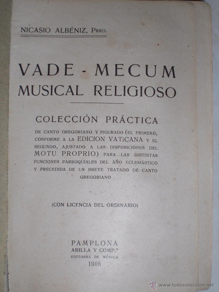 Libros antiguos: Vademecum musical religioso 1916 - Foto 2 - 50856911