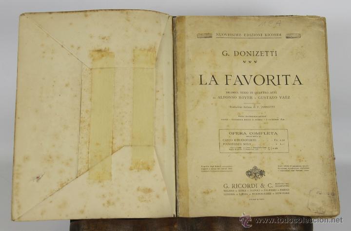 Livres anciens: 6436- LA FAVORITA. G. DONIZETTI. DRAMA EN 4 ACTOS. EDIT. RICORDI. SIN FECHA.