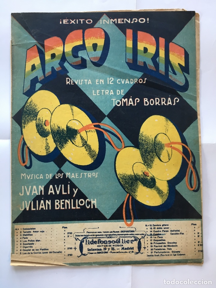Libros antiguos: Partitura/Musical.- &rdquo; Arco Iris &rdquo; - Foto 1