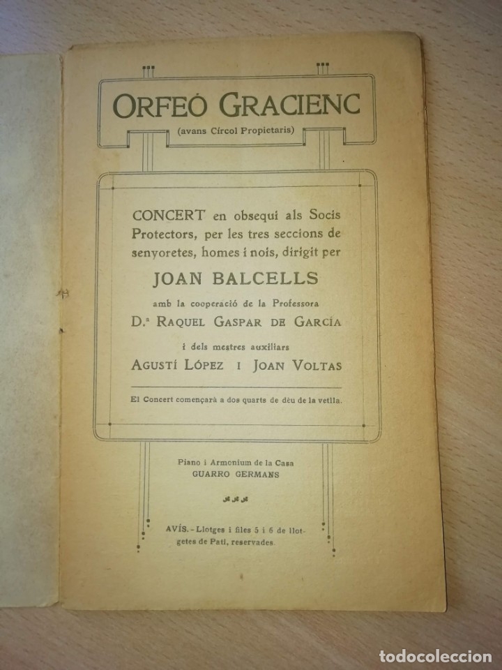 Libros antiguos: Programa de concierto de 1912 - Foto 2