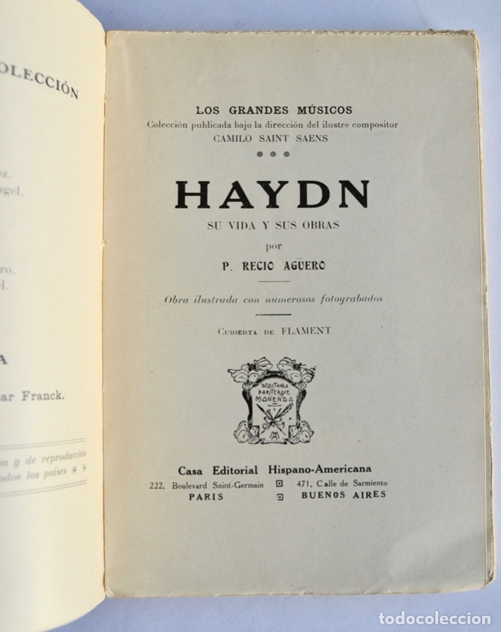Libros antiguos: P. Recio Agüero. Haydn, Su Vida y Sus Obras. Los Grandes Músicos. Dirigida por Saint Saens - Foto 2 - 181787333