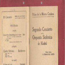 Libros antiguos: PROGRAMA PALAU DE LA MUSICA CATALANA, 2ª CONCIERTO ORQUESTA SINFONICA DE MADRID NNNI. Lote 183419408